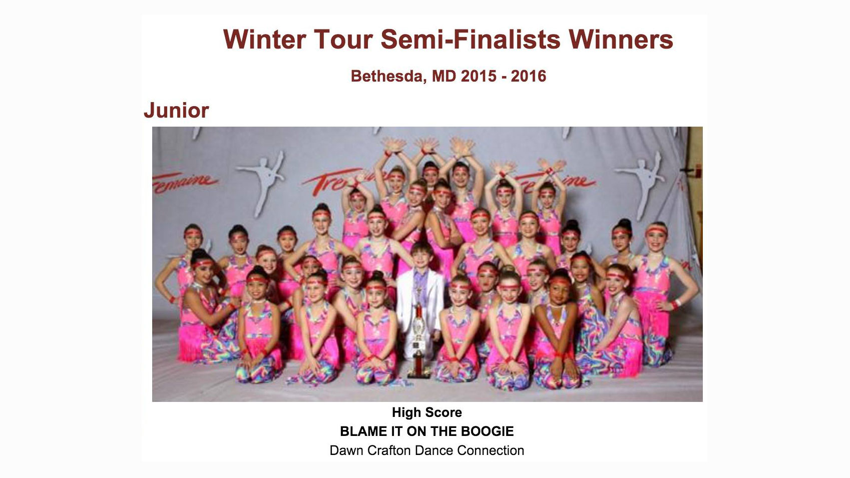 Winter Tour Semi-Finalists Winner Senior High Score
